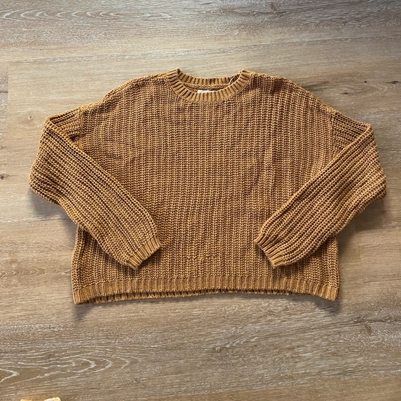 Pacsun Oversized Cropped Brown Sweater - Picture 1 of 3